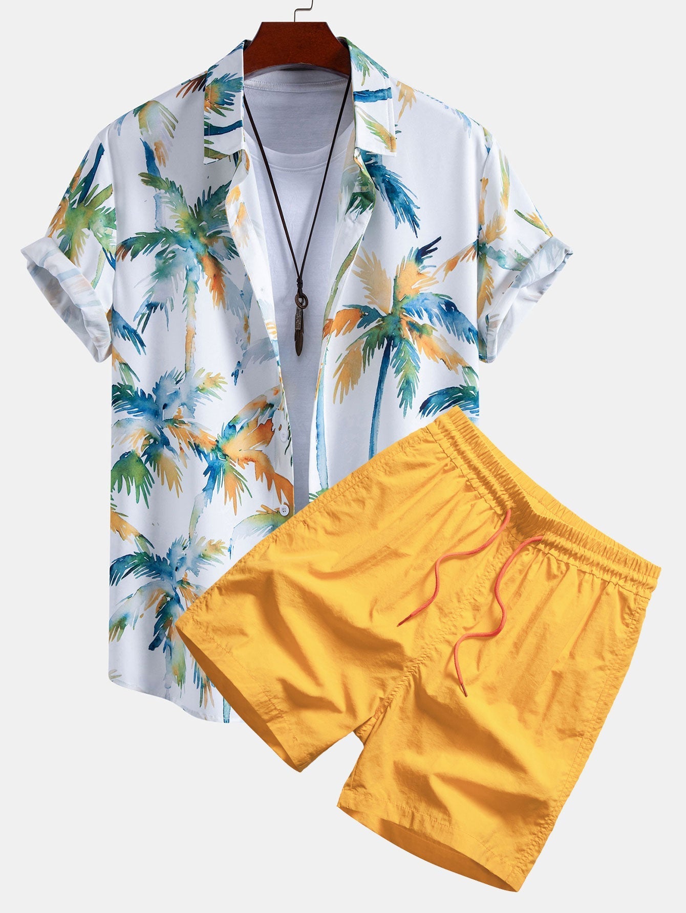 Ensemble — chemise à imprimé palmiers aquarelle & short de bain