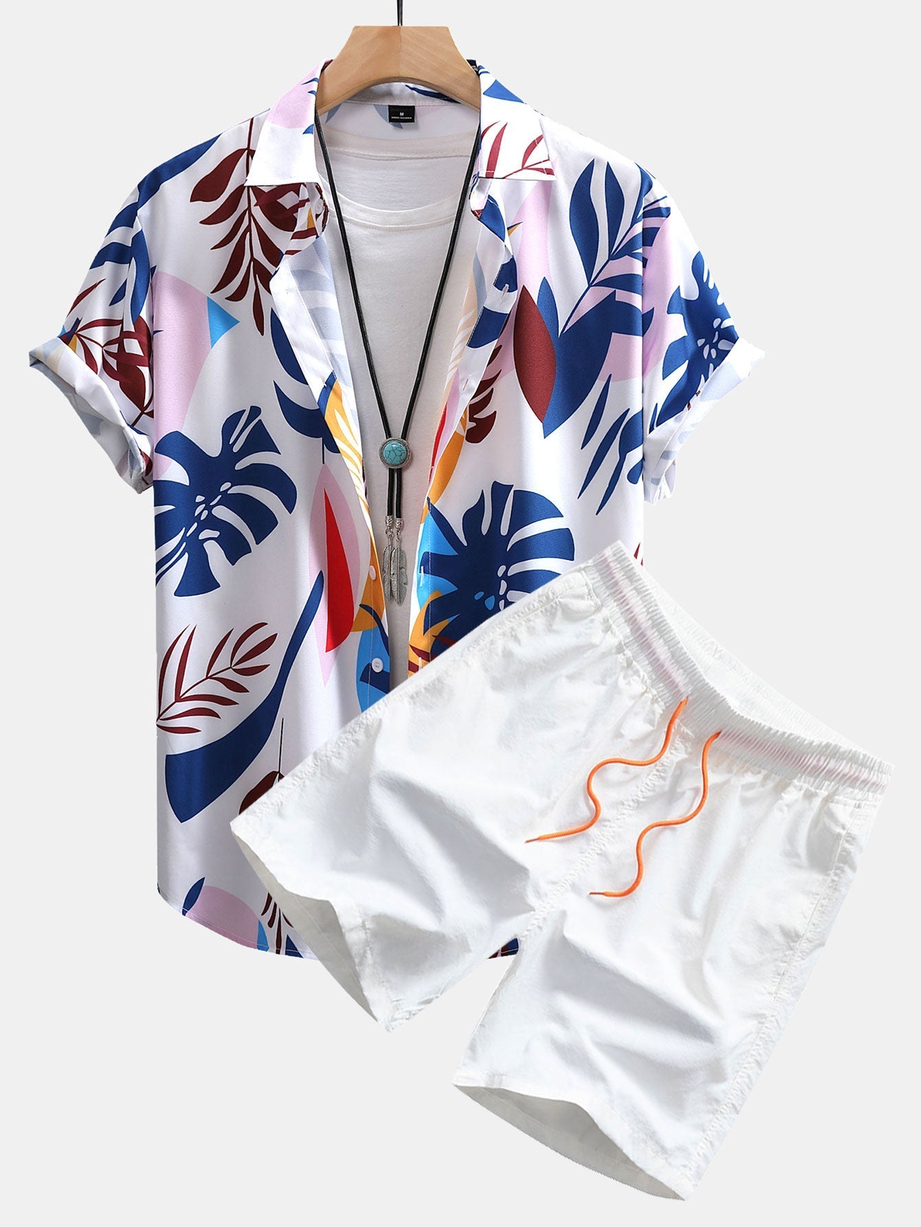 Ensemble — chemise à imprimé feuilles colorées & short de bain