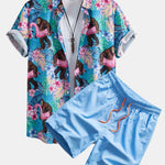 Ensemble — chemise à imprimé plantes tropicales et orang-outan & short de bain