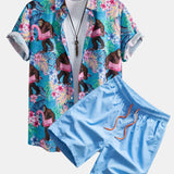 Ensemble — chemise à imprimé plantes tropicales et orang-outan & short de bain