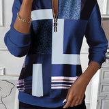 Sandrine | Pull zippé à motif géométrique