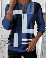 Sandrine | Pull zippé à motif géométrique