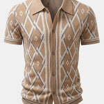 Ensemble — chemise en maille à losanges géométriques rétro & pantalon fuselé coupe slim