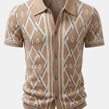 Ensemble — chemise en maille à losanges géométriques rétro & pantalon fuselé coupe slim