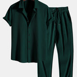 Ensemble — chemise côtelée coupe ajustée & pantalon côtelé à jambe droite