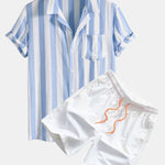 Ensemble Capucine — chemise rayée à col cubain & short de bain