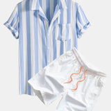 Ensemble Capucine — chemise rayée à col cubain & short de bain