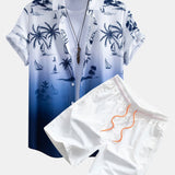 Ensemble — chemise à imprimé palmiers dégradé & short de bain