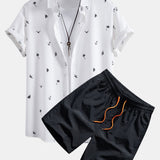 Ensemble — chemise à imprimé palmiers, ancres et voiliers & short de bain