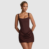 Agnès | Robe courte corsetée à jupe drapée