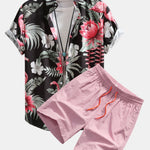 Ensemble — chemise à imprimé flamants roses et fleurs & short de bain