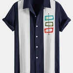 Chemise bowling patchwork en lin à imprimé atomique