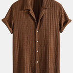 Ensemble — chemise cubaine texturée jacquard & pantalon texturé froissé à jambe droite