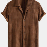Ensemble Capucine — chemise cubaine texturée jacquard & pantalon en lin à jambe droite