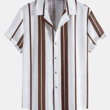 Ensemble — chemise cubaine en lin rayé & short à cordon en lin mélangé