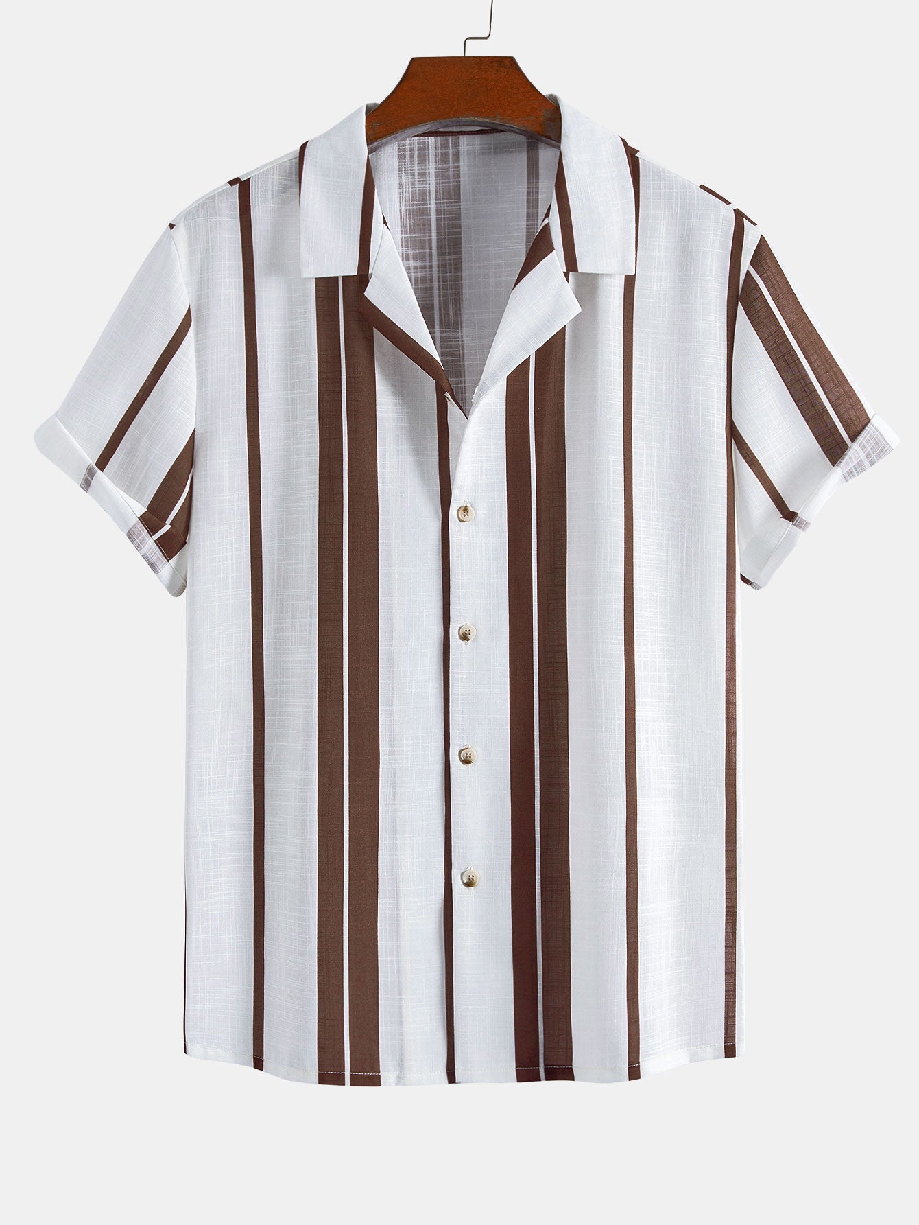 Ensemble — chemise cubaine en lin rayé & short à cordon en lin mélangé