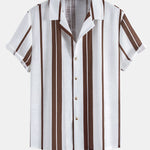 Ensemble — chemise cubaine en lin rayé & pantalon en lin à jambe droite