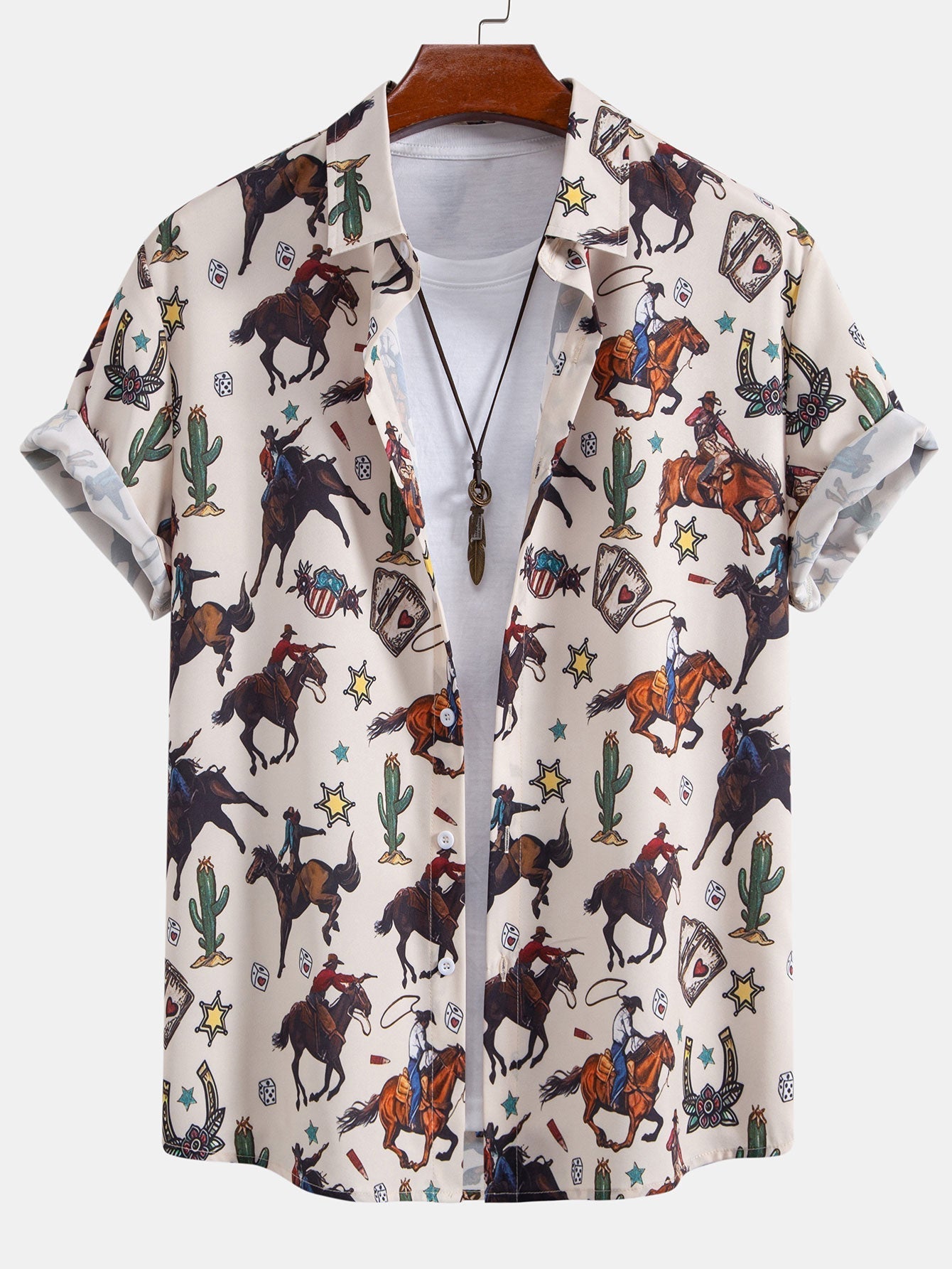 Ensemble — chemise à imprimé western & short de bain à cordon