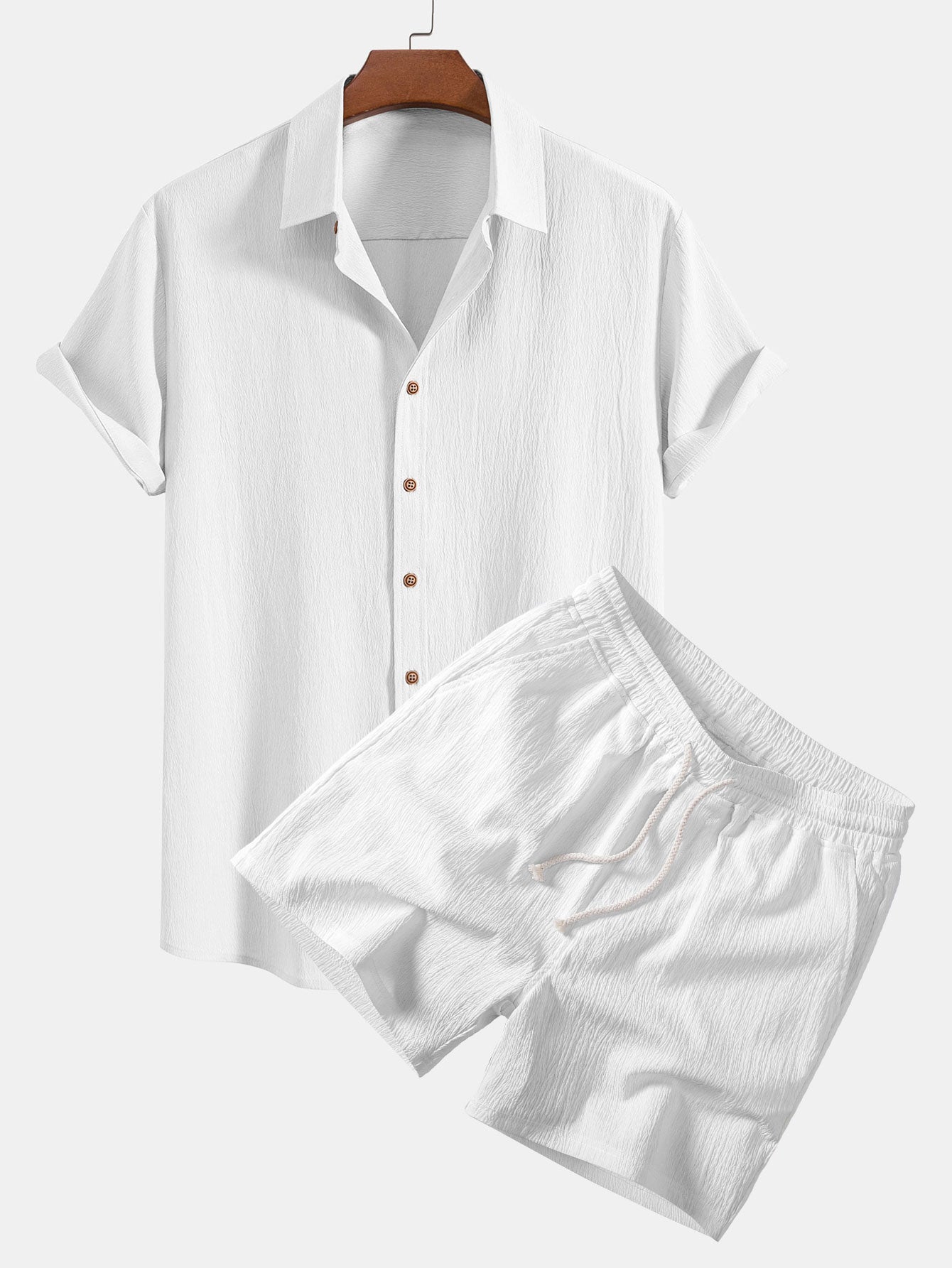 Ensemble Améline — chemise texturée froissée & short texturé froissé à cordon