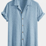 Ensemble — chemise cubaine en éponge à texture animale & pantalon en lin à jambe droite