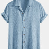Ensemble — chemise cubaine en éponge à texture animale & pantalon en lin à jambe droite