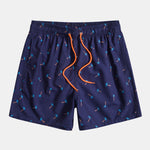 Ensemble — chemise en lin et coton à imprimé palmiers bleus & short de bain