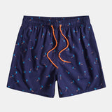 Ensemble — chemise en lin et coton à imprimé palmiers bleus & short de bain