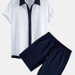Ensemble — chemise côtelée contrastante & short côtelé à cordon