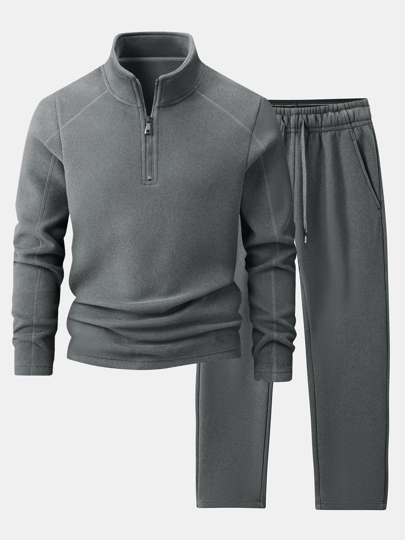 Ensemble — sweat polaire à col zippé & pantalon polaire à jambe droite