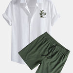 Ensemble — chemise en lin et coton à imprimé palmiers Hawaï & short de bain