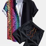 Ensemble — chemise patchwork tigre & short de bain