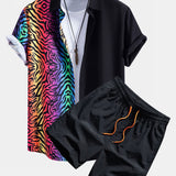 Ensemble — chemise patchwork tigre & short de bain