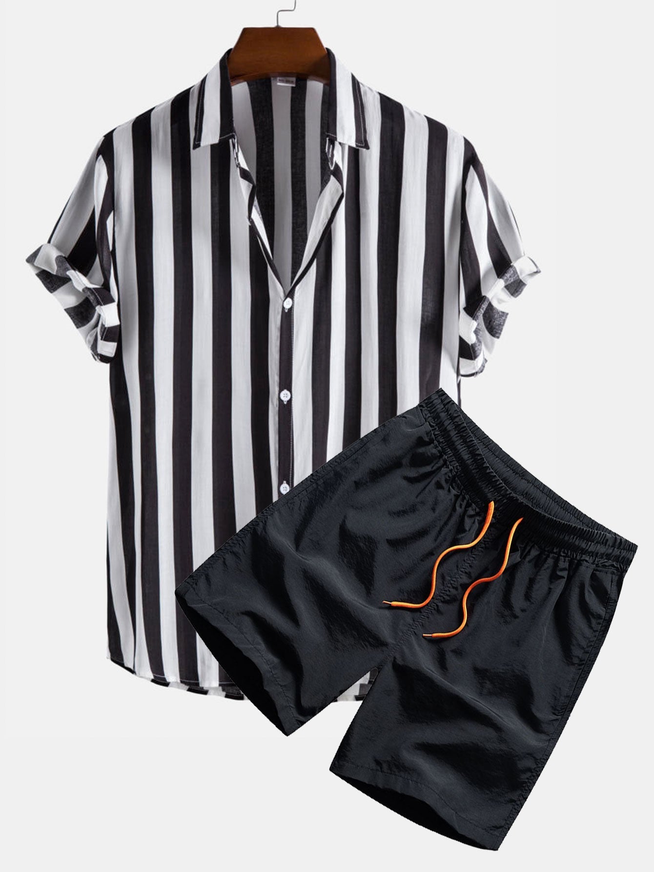 Ensemble Améline — chemise à larges rayures & short de bain