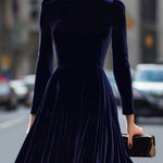Julie — Robe Midi à Manches Longues Bleu Marine