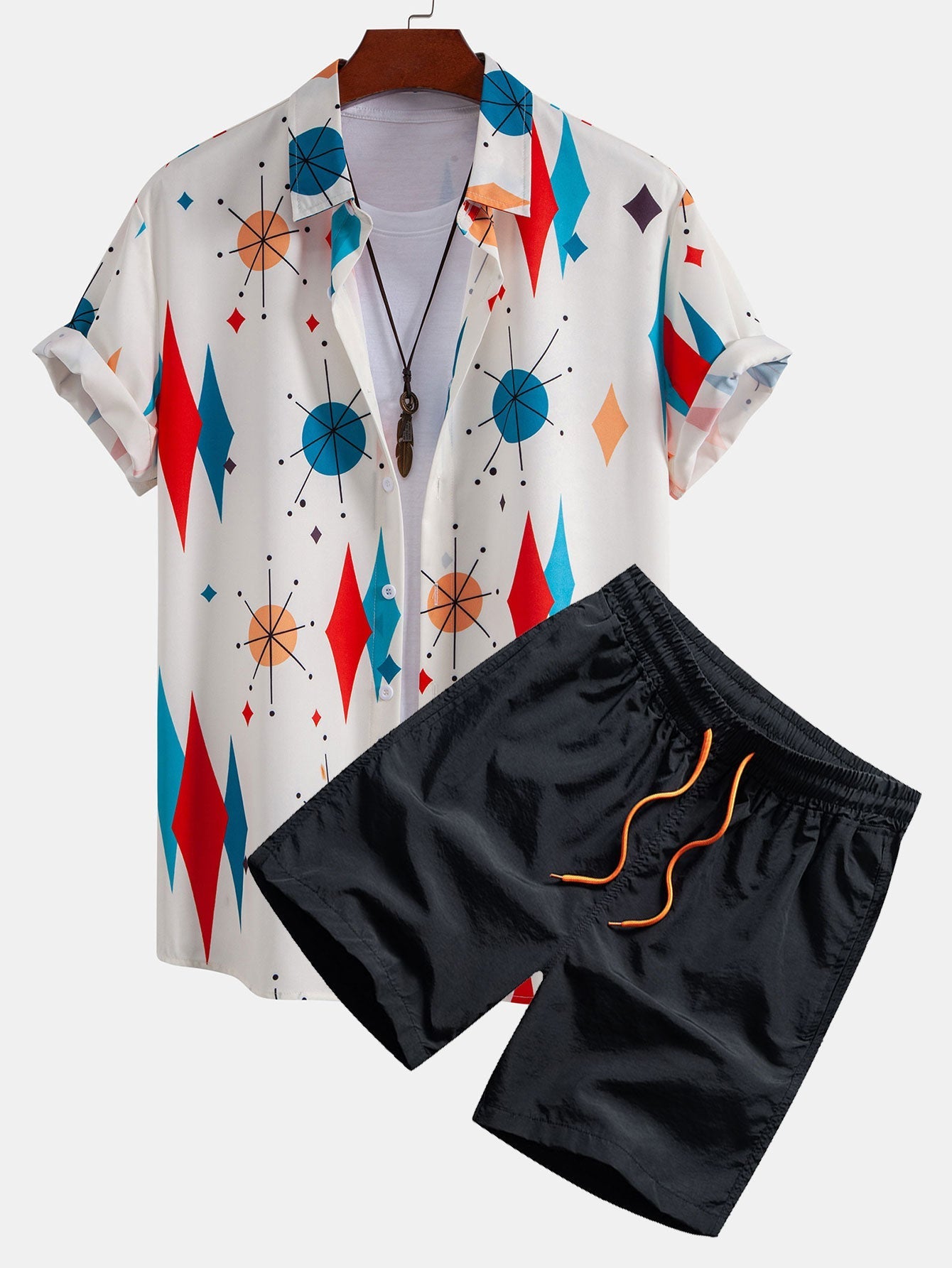 Ensemble — chemise à imprimé géométrique atomique & short de bain