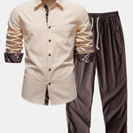 Ensemble Capucine — chemise en lin à imprimé paisley contrastant & pantalon en lin à jambe droite