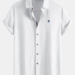 Ensemble — chemise en lin à manches courtes & pantalon texturé froissé à jambe droite