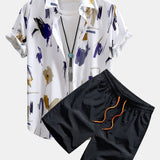 Ensemble — chemise à imprimé coups de pinceau & short de bain