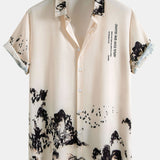 Ensemble — chemise à imprimé montagne à l'encre & short de bain mi-long à cordon