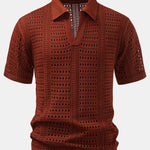 Ensemble — polo crocheté à col V & short texturé froissé à cordon