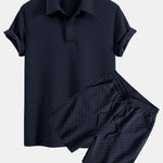 Ensemble — polo jacquard géométrique & short jacquard géométrique
