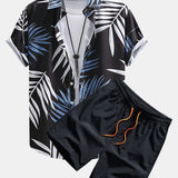 Ensemble — chemise à imprimé feuilles tropicales & short de bain