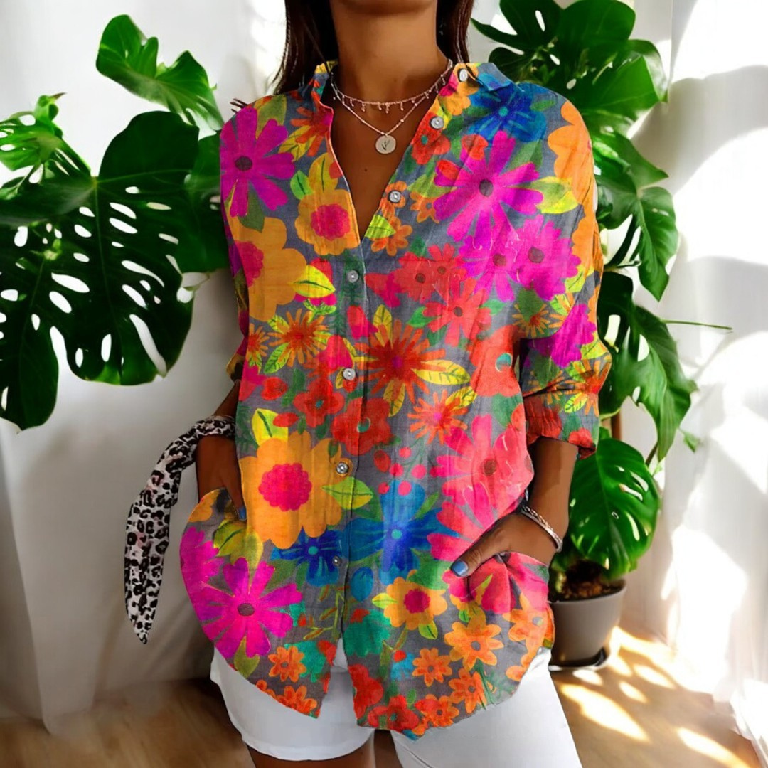 Irène | Blouse imprimée tendance Multicolore, photo studio