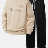 Ensemble — sweat à imprimé teckel & pantalon de jogging à plis