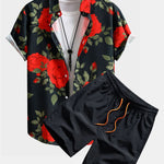 Ensemble — chemise à imprimé roses rouges & short de bain