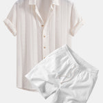 Ensemble — chemise jacquard géométrique & short texturé froissé à cordon