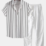 Ensemble Capucine — chemise en lin rayé & pantalon en lin à jambe droite