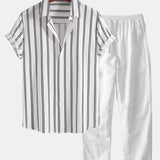 Ensemble Capucine — chemise en lin rayé & pantalon en lin à jambe droite