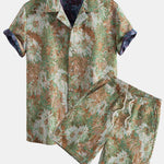 Ensemble — chemise cubaine jacquard à fleurs peintes & short