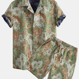Ensemble — chemise cubaine jacquard à fleurs peintes & short